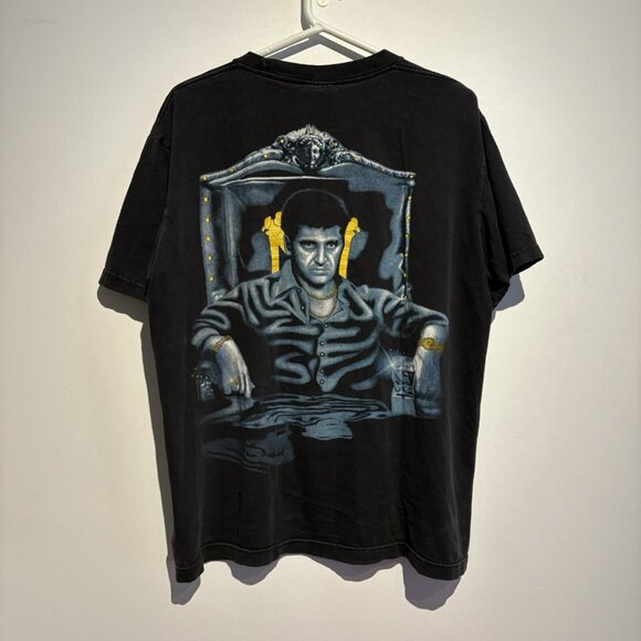 Vintage Scarface T-Shirt Large Men's Tony Montana Y2K Black Movie - Picture 2 of 11